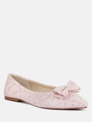 Cicely Jacquard Bow Embellished Ballet Flats