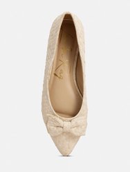 Cicely Jacquard Bow Embellished Ballet Flats