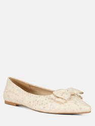 Cicely Jacquard Bow Embellished Ballet Flats