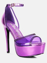 Cinderella Rhinestones Embellished Stiletto Platform Sandals