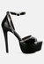 Cinderella Rhinestones Embellished Stiletto Platform Sandals - Black