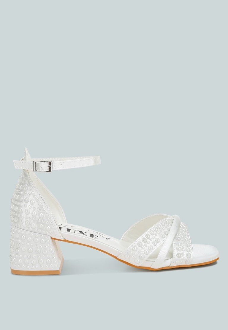 Cinnabon Pearl Embellished Strappy Sandals - White