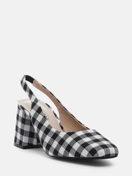 Cinthia Gingham Check Heeled Slingback Sandals