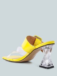 City Girl Buckle Detail Clear Spool Heel Sandals