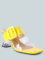 City Girl Buckle Detail Clear Spool Heel Sandals