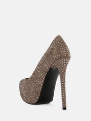 Clarisse Diamante Faux Suede High Heeled Pumps