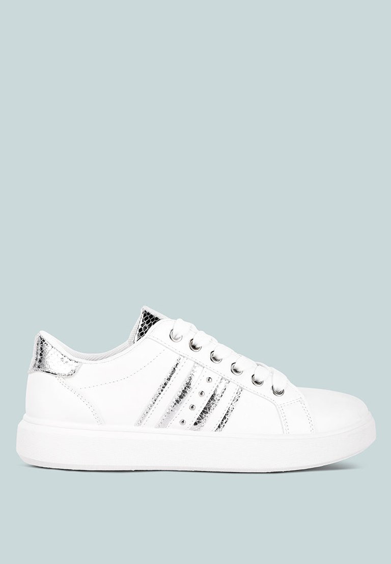 Claude Faux Leather Back Panel Detail Sneakers - White