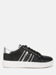 Claude Faux Leather Back Panel Detail Sneakers - Black