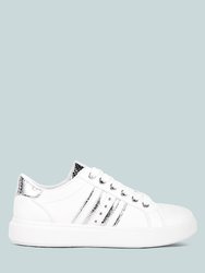 Claude Faux Leather Back Panel Detail Sneakers - White