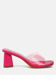 Clear Flirt Clear Strap Slip On Heel Sandals - Pink