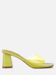 Clear Flirt Clear Strap Slip on Heel Sandals - Lime