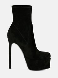 Clubbing High Heele Platform Ankle Boots - Black