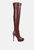 Confetti Stretch PU High Heel Long Boots - Burgundy