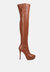 Confetti Stretch PU High Heel Long Boots - Tan