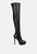 Confetti Stretch PU High Heel Long Boots - Black