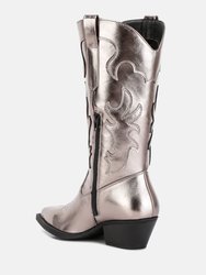 cowby metallic faux leather cowboy boots