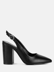 Creidne Block Heel Pointed Toe Sandals - Black