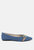 Cressida Denim Horsebit Detail Ballet Flats - Denim Blue
