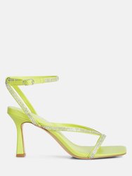 Crush It Diamante Mid Heel Sandal - Lime