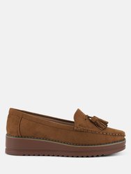 Daiki Platform Lug Sole Tassel Loafers - Tan