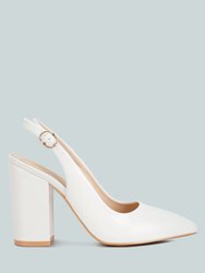 Dalaney Slingback High Block Sandals - White