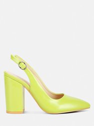 Dalaney Slingback High Block Sandals - Lime Green