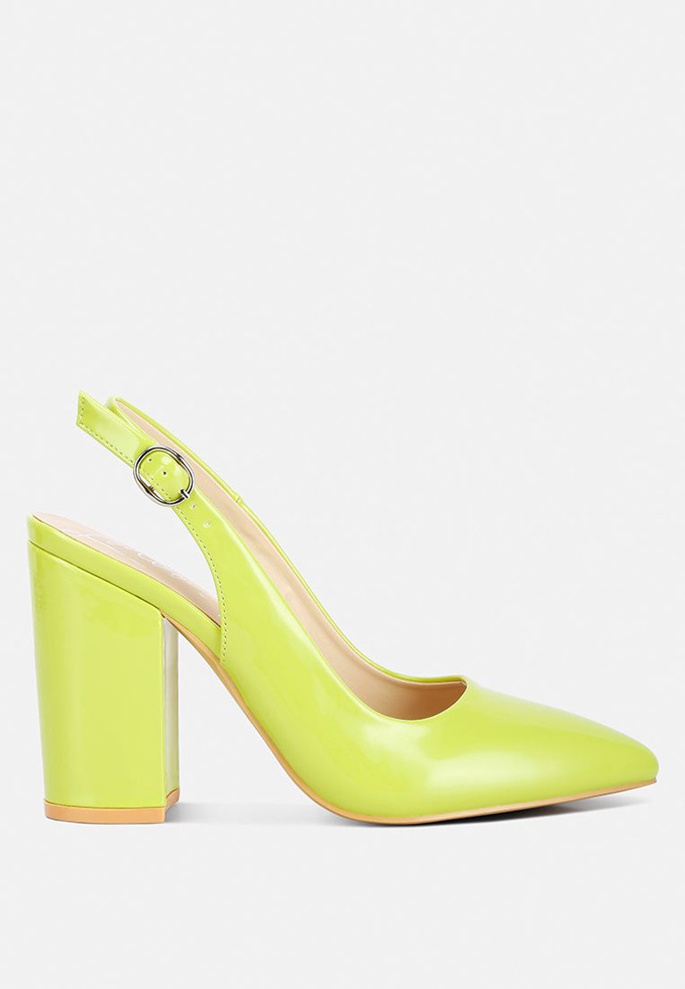 Dalaney Slingback High Block Sandals - Lime Green