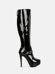 Daphne Stiletto Heeled Mid Calf Boots - Black