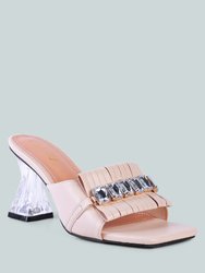 Deeba Diamante Embellishment Clear Spool Heel Sandals