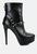 Dejang Metal Stud Embellished Faux Leather Ankle Boot - Black