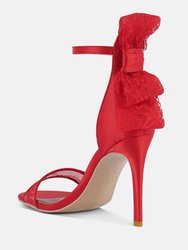 Delancy Bow Detail Lace Stiletto Sandals