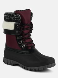 Delphine Knitted Collar Lace Up Boots