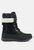 Delphine Knitted Collar Lace Up Boots - Black
