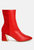 Desire Suede Back Panel High Ankle Boots - Red