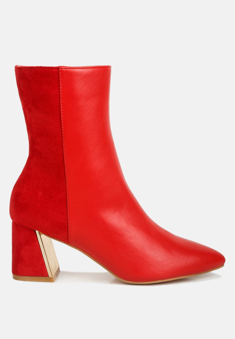 Desire Suede Back Panel High Ankle Boots - Red