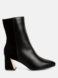 Desire Suede Back Panel High Ankle Boots - Black