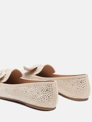 Dewdrops Embellished Casual Bow Loafers