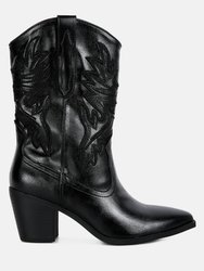 Dixom Western Cowboy Ankle Boots - Black