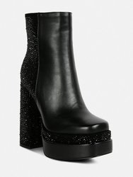 Dryday Diamante Zip Up Block Heel Boots