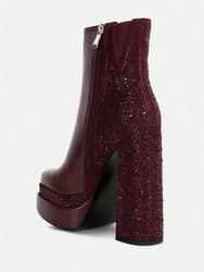 Dryday Diamante Zip Up Block Heel Boots