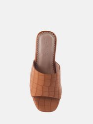 Dumpllin Croco Slip-On Block Heel Sandals