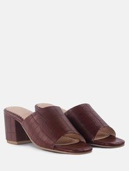 Dumpllin Croco Slip-On Block Heel Sandals