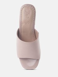 Dumpllin Patent Faux Leather Slip-On Block Heel Sandals
