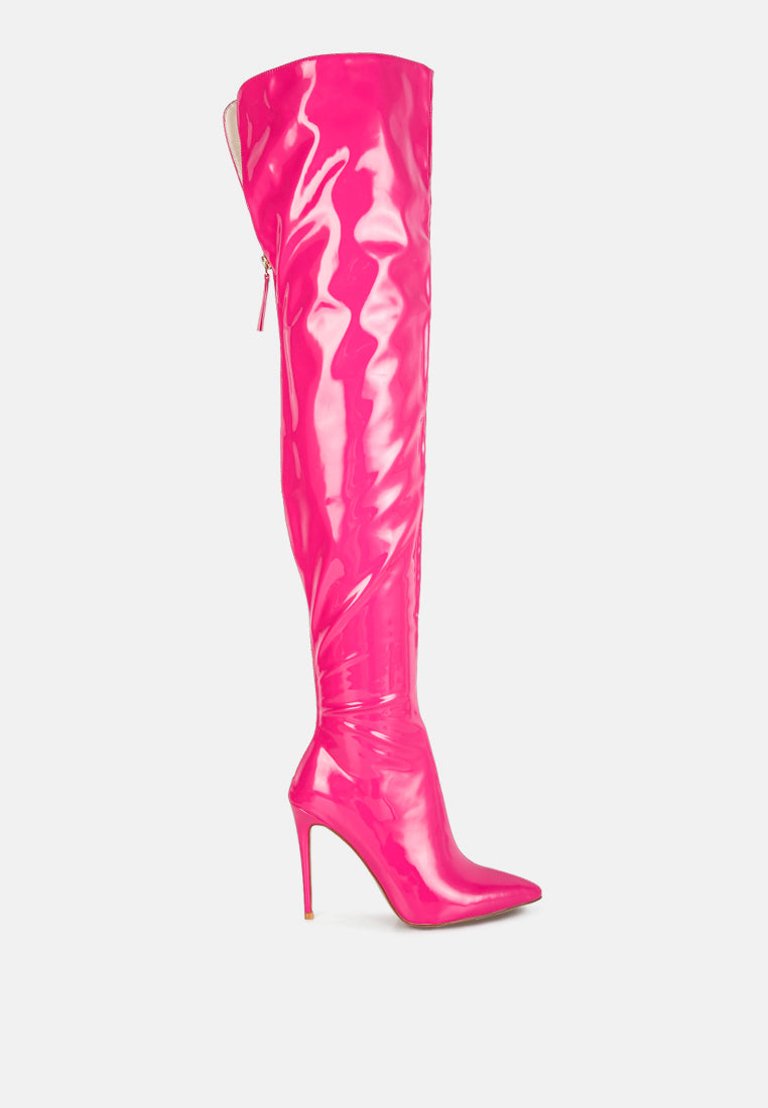 Eclectic Knee Boot - Neon Pink