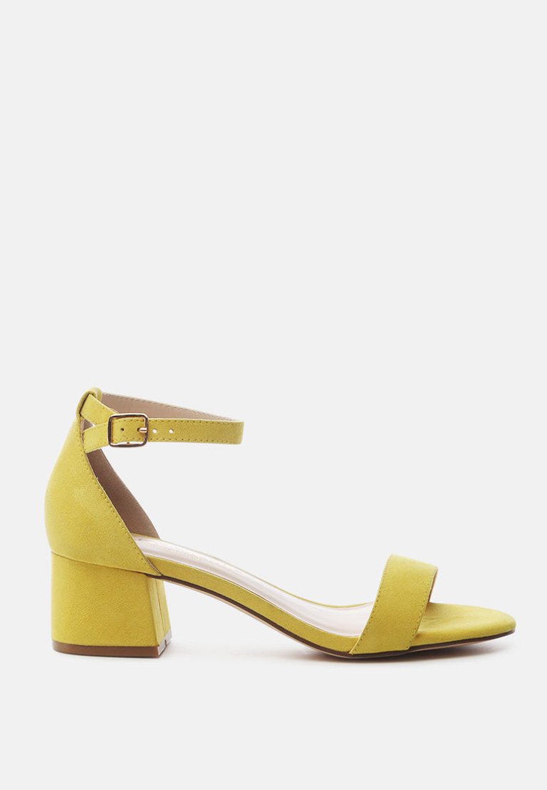 Ecrin Suede Block Heel Sandals - Yellow