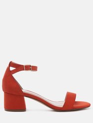 Ecrin Suede Block Heel Sandals - Orange