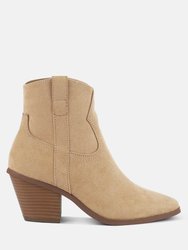 Elettra Ankle Length Cowboy Boots - Taupe