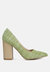 Elsie Canvas Block Heel Pumps - Green