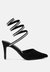Elvira Rhinestone Embellished Strap Up Sandals - Black