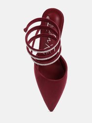 Elvira Rhinestone Embellished Strap Up Sandals